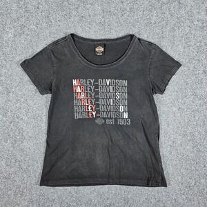 Y2K‎ 2010 Harley Davidson Wichita KS Double Sided Shirt Black Women's XL Grunge